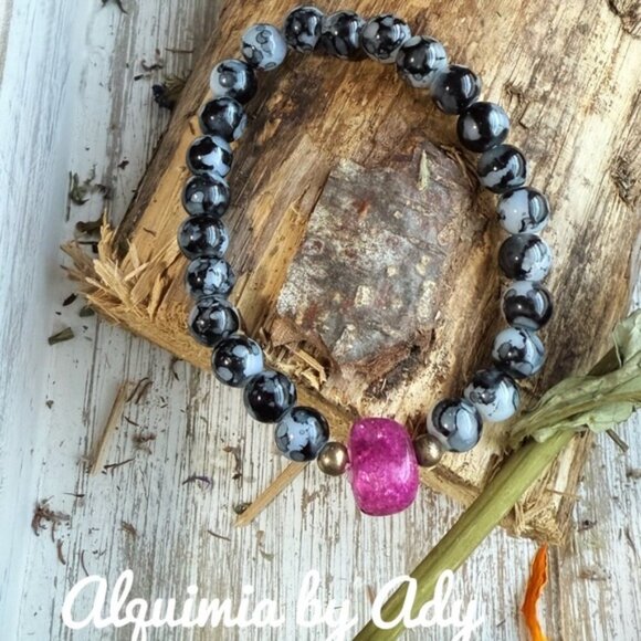Alquimia Black and Pink Beaded Bracelet - Picture 1 of 1